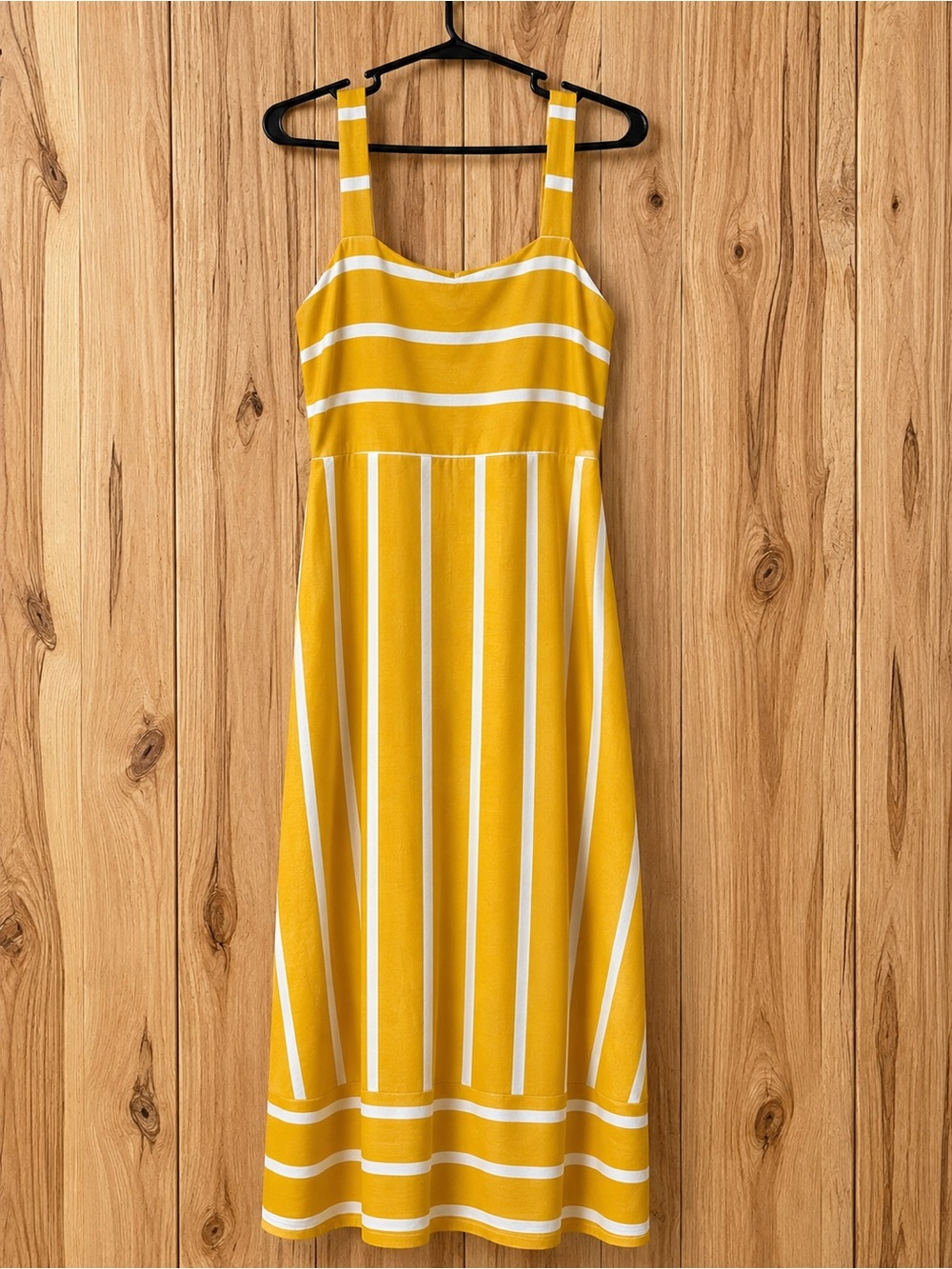 Cato Yellow and White Striped Midi Dress